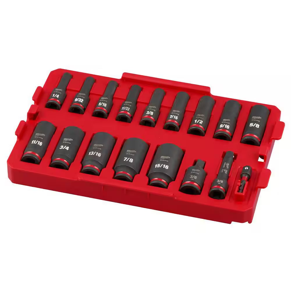SHOCKWAVE Impact-Duty 3/8 In. Drive SAE Deep Well Impact Socket Set (17-Piece)