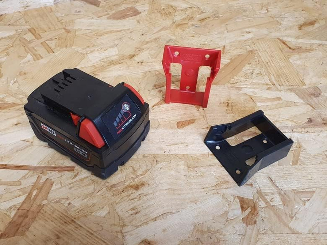 Battery Holder Compatible with Milwaukee M18 (6 Pack) - Red | Battery Mounts | Made in the UK