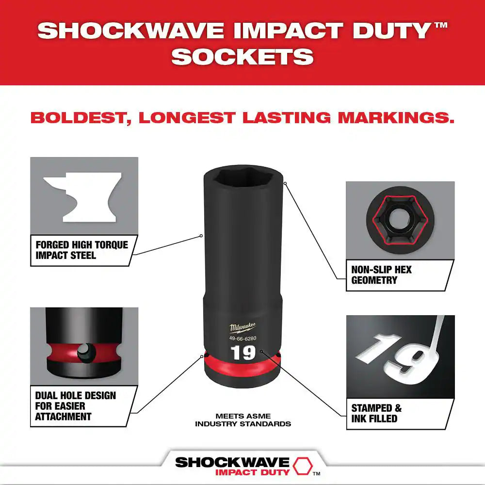 SHOCKWAVE 1/2 In. Drive Metric Deep Well PACKOUT Impact Socket Set & Screw Driver Bits W/Packout Case (86-Piece)