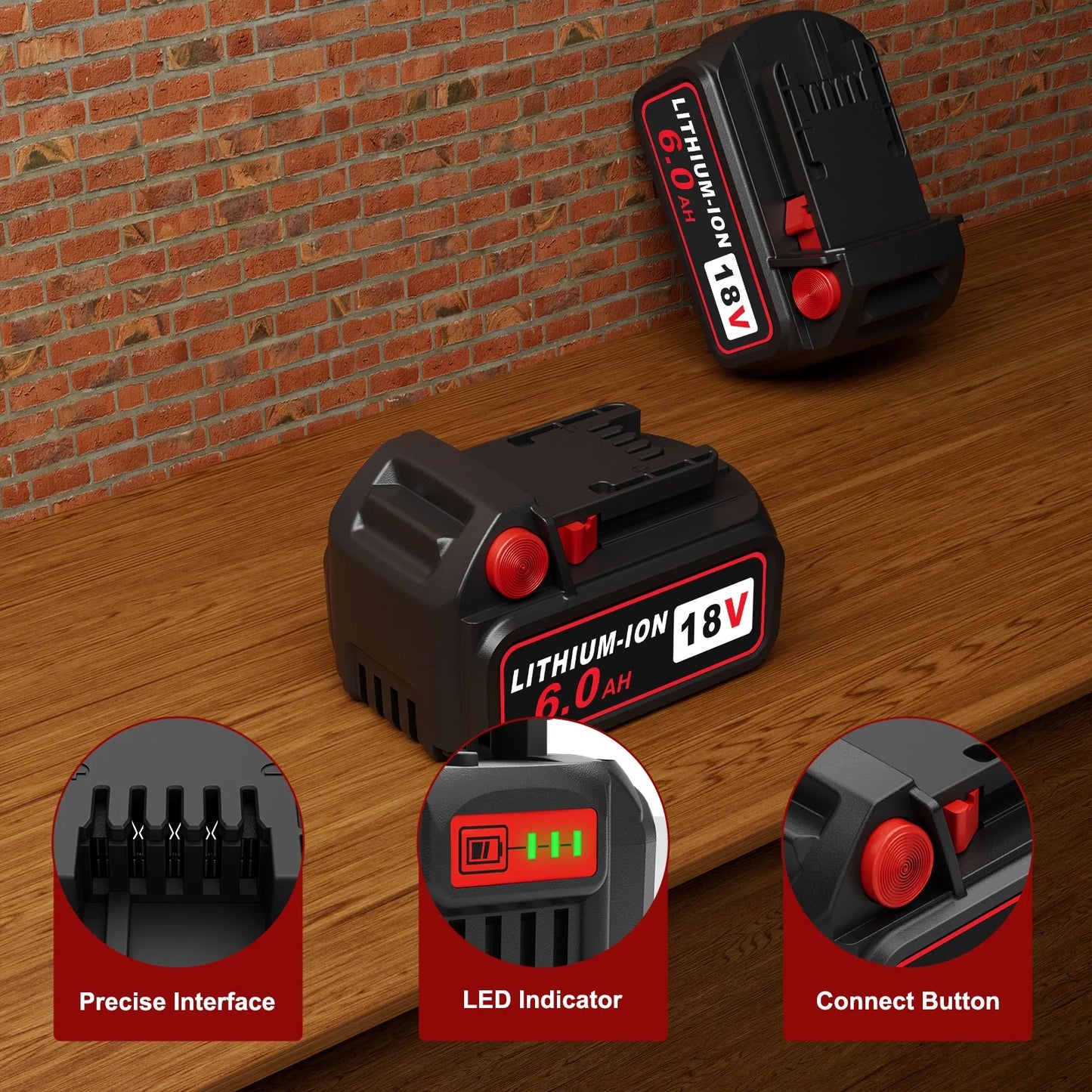 18V 6.0Ah M-18 Battery Replacement for Milwaukee and 1 Set 18V Charger