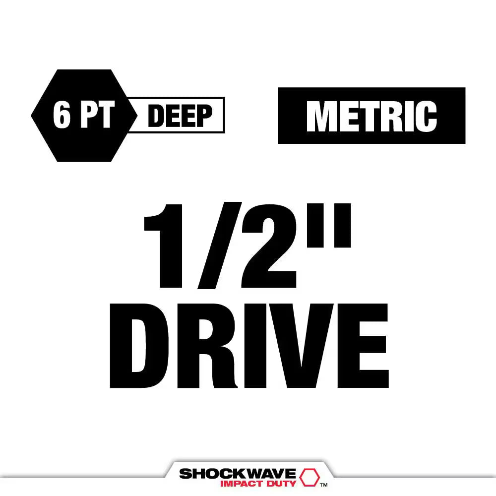 SHOCKWAVE 1/2 In. Drive Metric Deep Well PACKOUT Impact Socket Set & Screw Driver Bits W/Packout Case (86-Piece)
