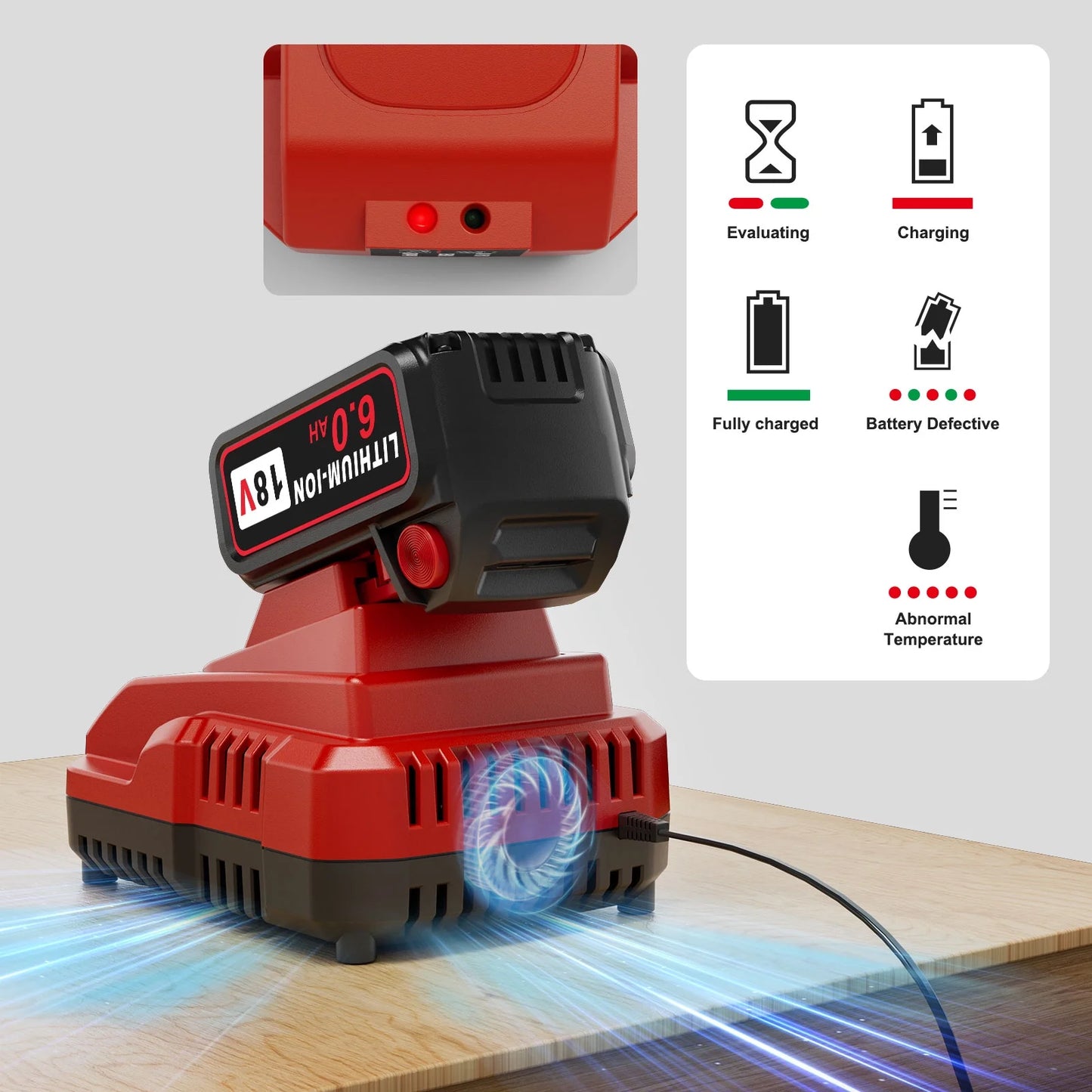 18V 6.0Ah M-18 Battery Replacement for Milwaukee and 1 Set 18V Charger