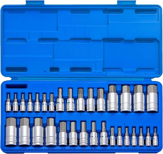 10288A 32-Piece Allen Hex Bit Socket Set - SAE and Metric Sizes, Crafted from Durable S2 Steel