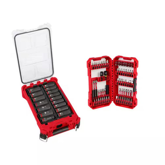SHOCKWAVE 1/2 In. Drive Metric Deep Well PACKOUT Impact Socket Set & Screw Driver Bits W/Packout Case (86-Piece)