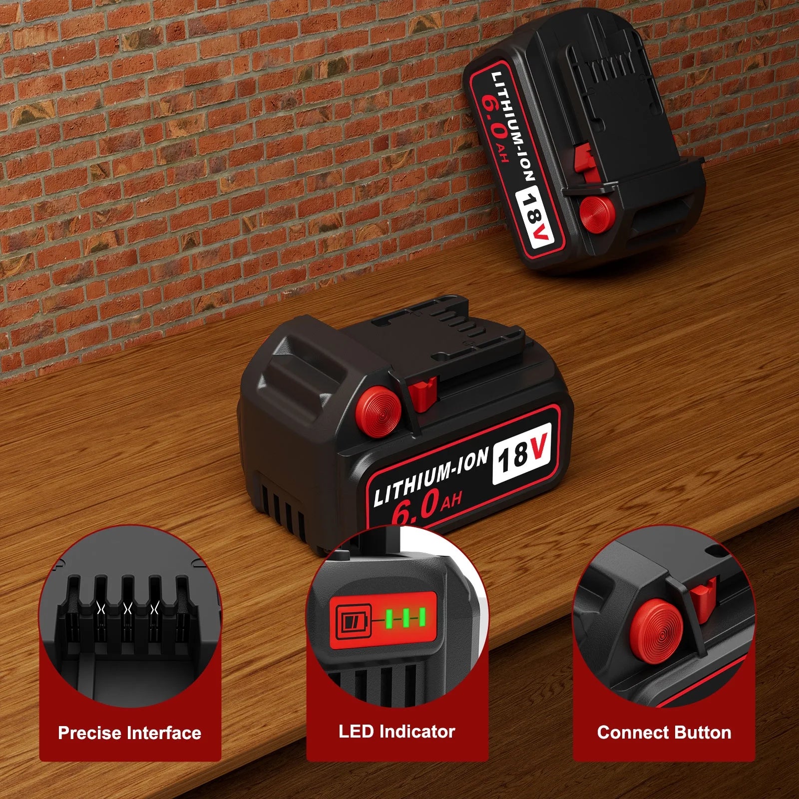 18V 6.0Ah M-18 Battery Replacement for Milwaukee and 1 Set 18V Charger