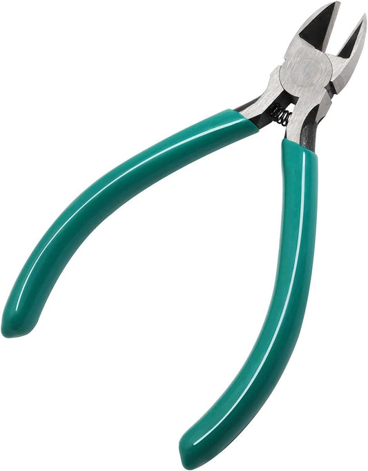 4.5-Inch Side Cutter Diagonal Wire Cutting Pliers - Chrome-Vanadium Steel Repair Tool in Green